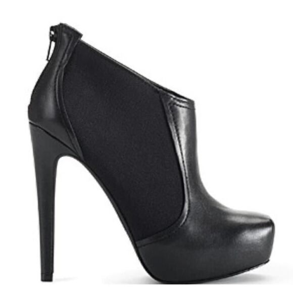 Women's Jessica Simpson Livia Black Leather and Fabric Booties Size 5.5 - Picture 4 of 7